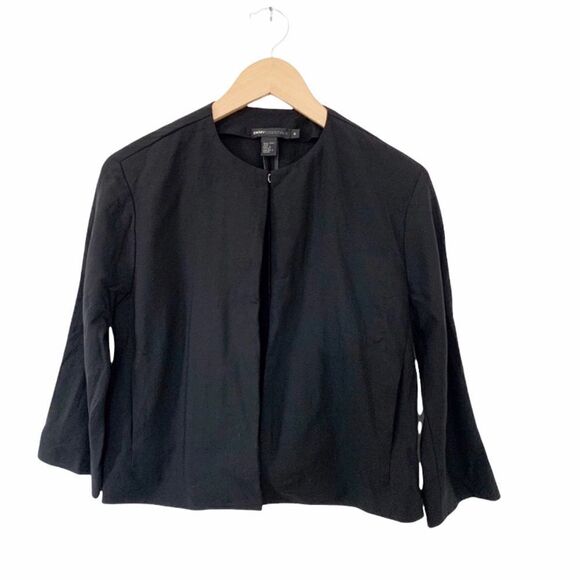 DKNY Essential Black Wool Open Style Blazer Sz 6 - Picture 1 of 6